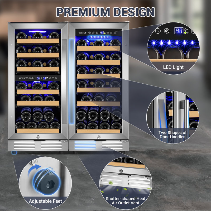 30'' 61 Bottle Triple Zone Freestanding/Built-In Wine Refrigerator
