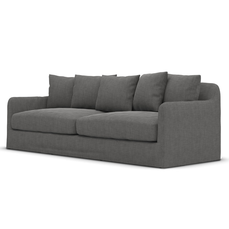 92'' Wide Wood Patio Sofa with Cushions, Charcoal