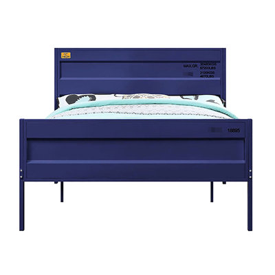 Lit plateforme contemporain en métal bleu avec un style captivant et un design industriel
