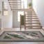 Tapis Highland2 moderne à l'aspect vieilli, aquarelle abstraite verte, grise et blanche, lavable à la machine, antidérapant, à poils courts, pour l'intérieur et l'extérieur, adapté aux animaux domestiques, idéal pour le salon, la chambre, la salle à manger, l'entrée, le couloir ou le bureau.-251090831