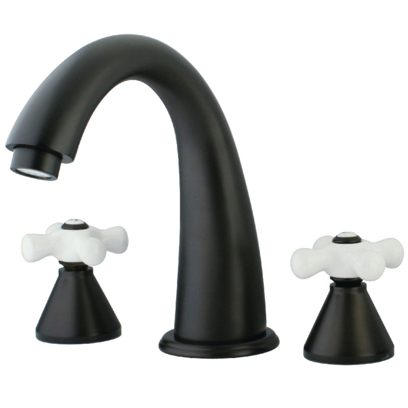 Robinet de baignoire romaine à 3 poignées et 3 poignées à fixation sur le comptoir Kingston Brass Naples, Bronze huilé