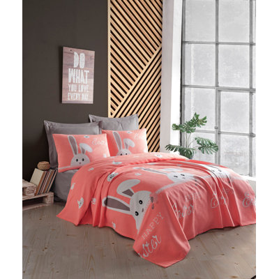 Courtepointe 100% coton Doyers rose / blanc / gris