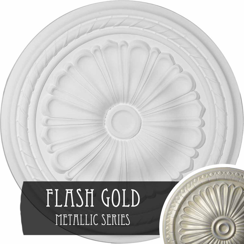 20 médaillons de plafond Alexa de 20 1/2 po x P 1 7/8 po (convient aux auvents jusqu'à 2 7/8 po), Doré Flash
