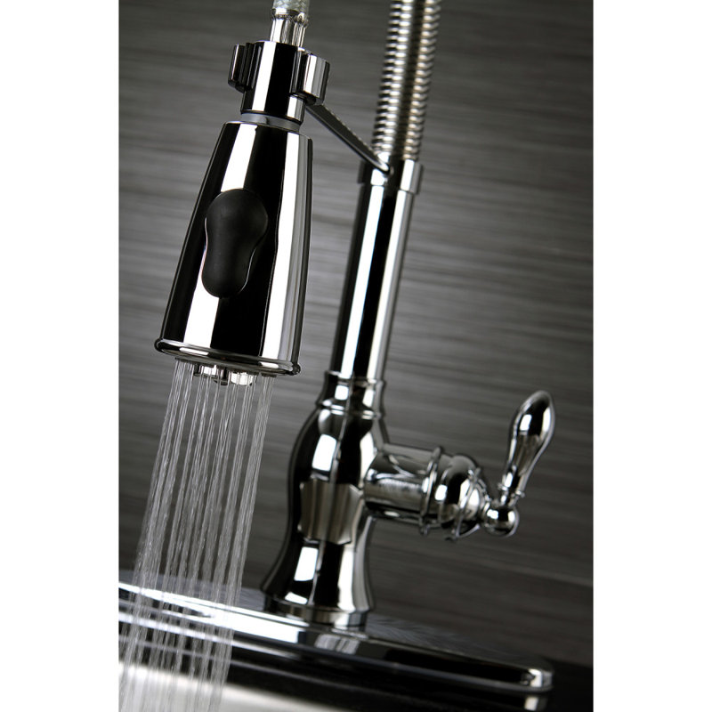 Robinet de cuisine pré-rinçage à fixation sur comptoir à 1 ou 3 trous Kingston, Chrome poli