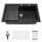 Quartz Kitchen Sink - 33"x22"x9.65" Black granite composite Drop in kitchen sink-135689464