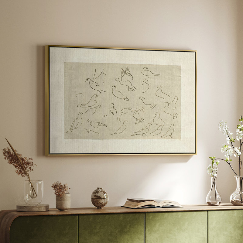 Toile tendue avec châssis rétro LIX, 27" H x 41" W x 2" D, Toile avec cadre flottant or