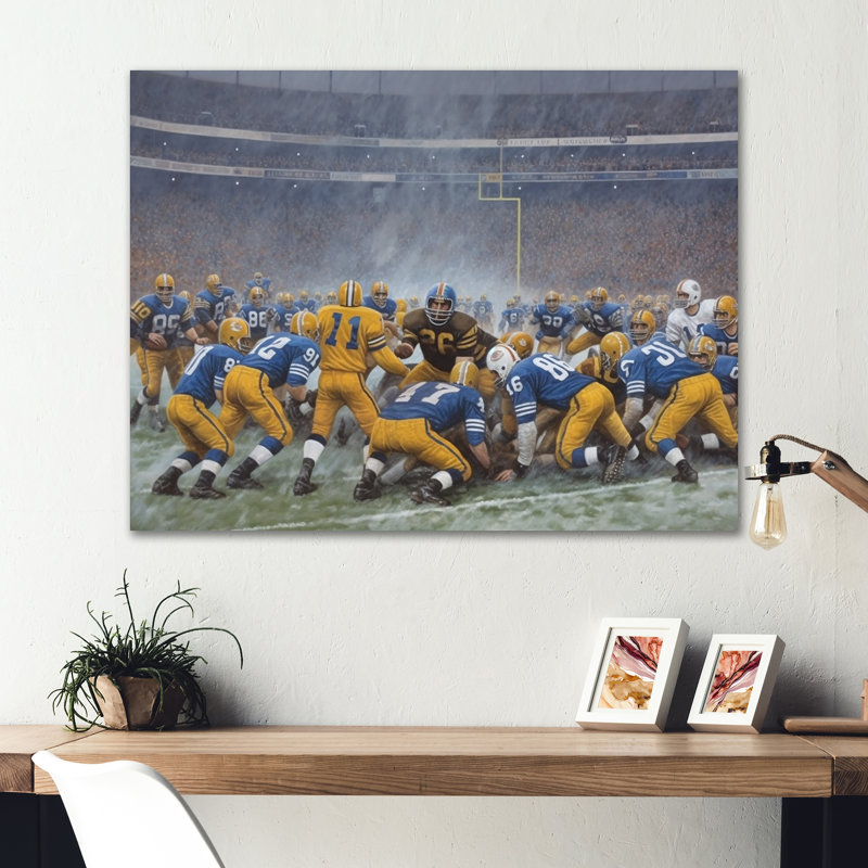 Blue Sporting Football Game - Sport Football Metal Wall Art MT135595, 12" H x 20" W x 1" D
