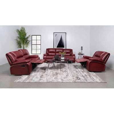 Teon 2-piece Upholstered Reclining Sofa Set Red
