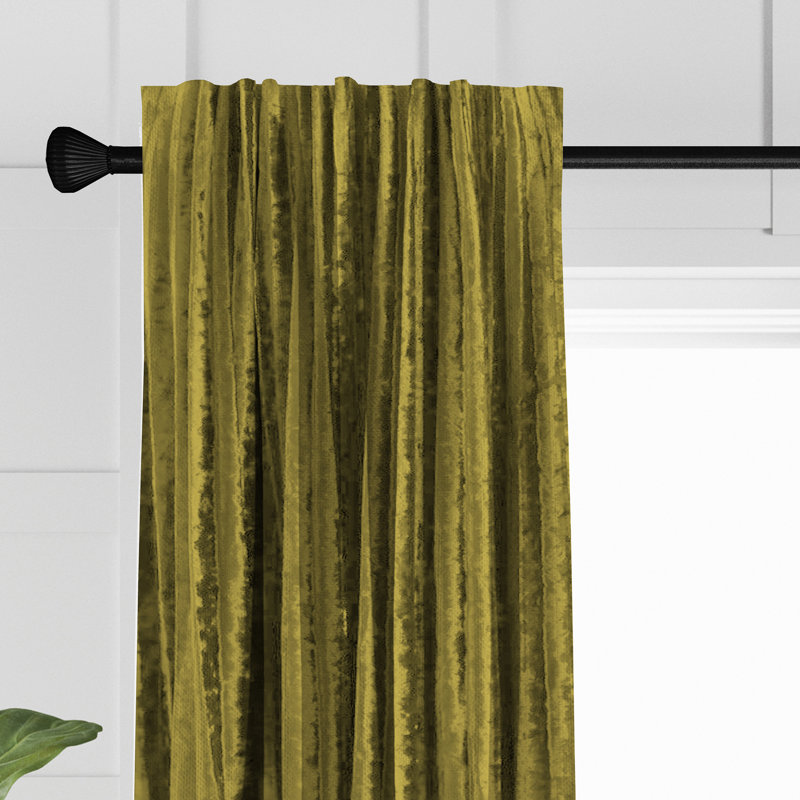 Solid Color Room Darkening Rod Pocket Single Curtain Panel, Sulphur, 50" W x 120" L