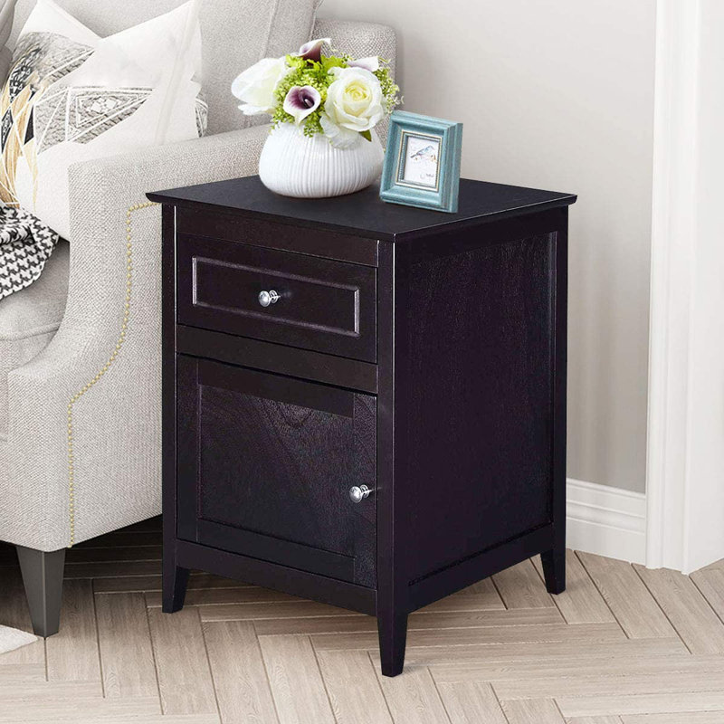Dulles 48cm W Manufactured Wood Bedside Table, Coffee Brown