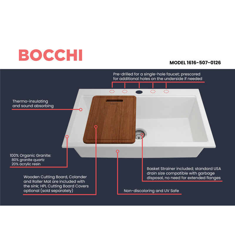Baveno Lux 34'' L Single Basin Kitchen Sink