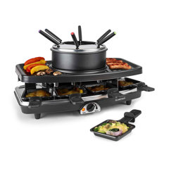 Raclette Grill 8 People Grill Plate Non-stick Coated, Raclette with 8 Mini  Raclette Pans, Infinitely Adjustable Temperature, 1500W