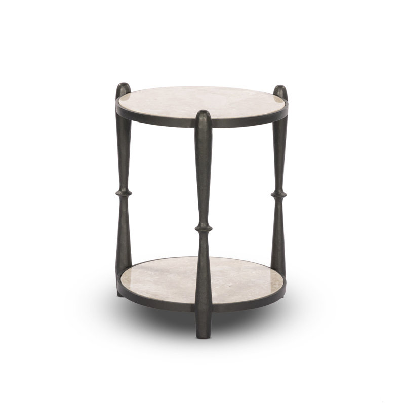 RUTHIE End Table, White/Gunmetal