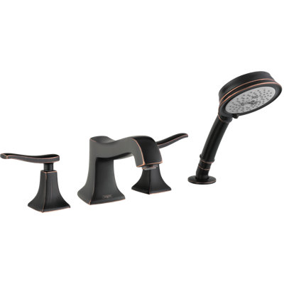 Garniture de robinet de baignoire romaine à fixation sur plateau à poignées doubles avec inverseur et douche à main Metris C