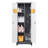 Broom Storage Cabinet With Locking Doors And Shelves, 65" H Metal Storage Cabinet With Hanging Rod & S-Hooks, Cleaning Tool Storage Cabinet-1906882248