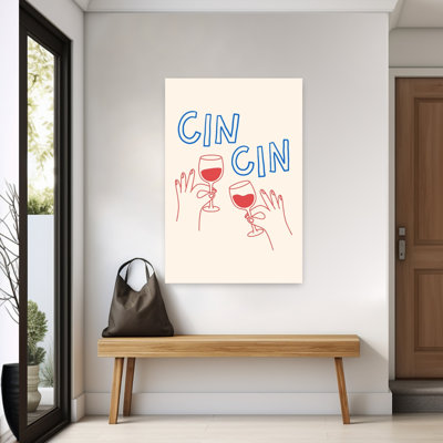 Cin Cin Wine Toast Minimalist Wall Art Print by Mathieu - Wrapped Canvas Print