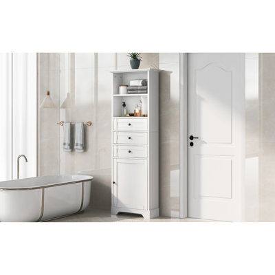 Grande armoire de rangement blanche avec tablettes réglables - 3 tiroirs