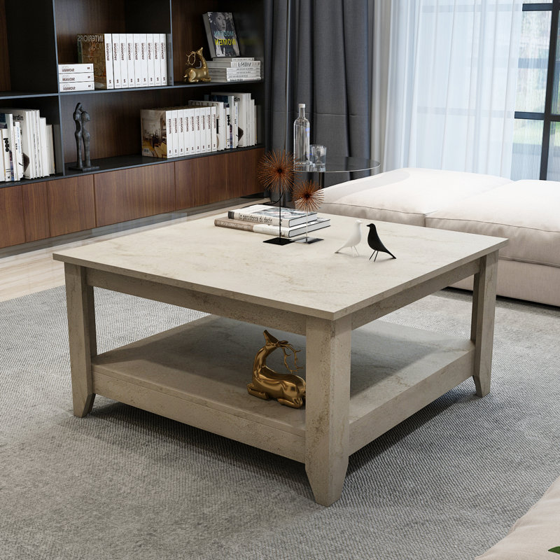 Lea 90 Cm Square Coffee Table, Cream