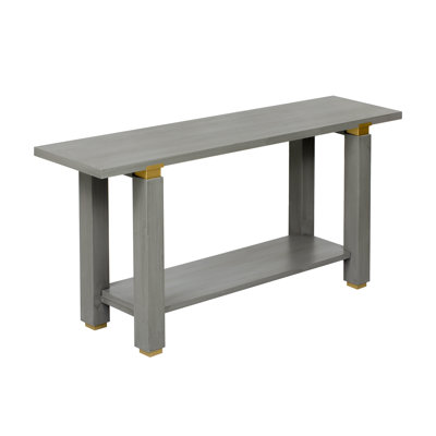 62.9" Modern Minimalist Console Table, Solid Wood Entryway Sofa Table With Metal Accents, Built-In Shelf, For Living Room/Hallway (Black, Gray, Natural) | Gift Idea