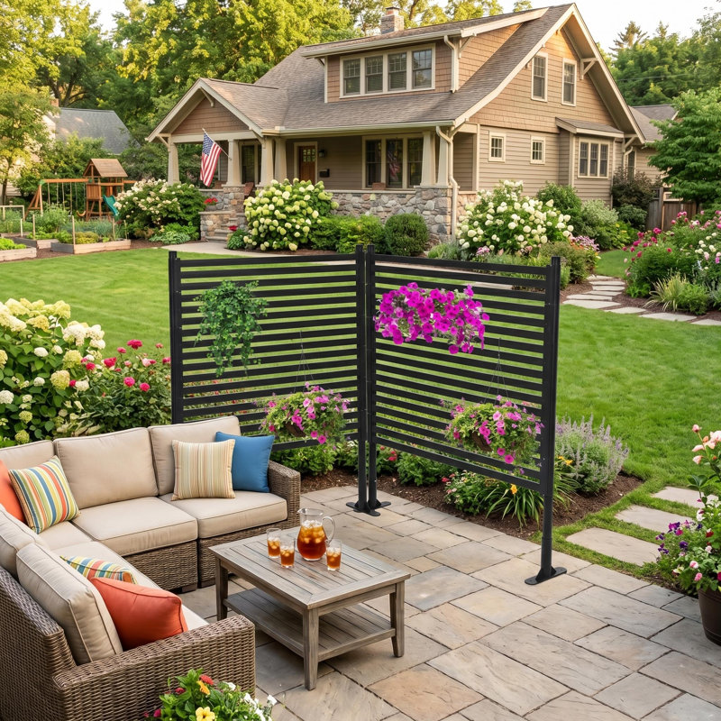 Panneau de clôture autoportant décoratif pour terrasse, H 4,9 pi x l 3 pi