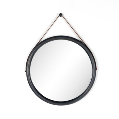Solid Wood Frame Round Wall Mirror