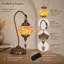 Lampe de table Boho, mosaïque turque, lampe de chevet bronze antique avec abat-jour en verre orange et ampoule E26 incluse
