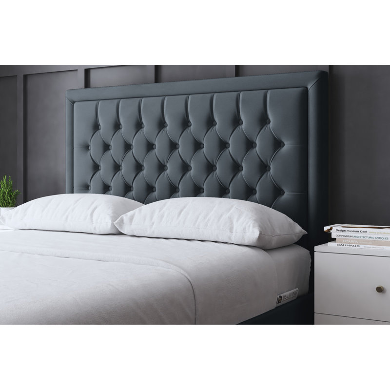 Allegra Upholstered Ottoman Bed with Headboard, Kingsize (5'), Grey