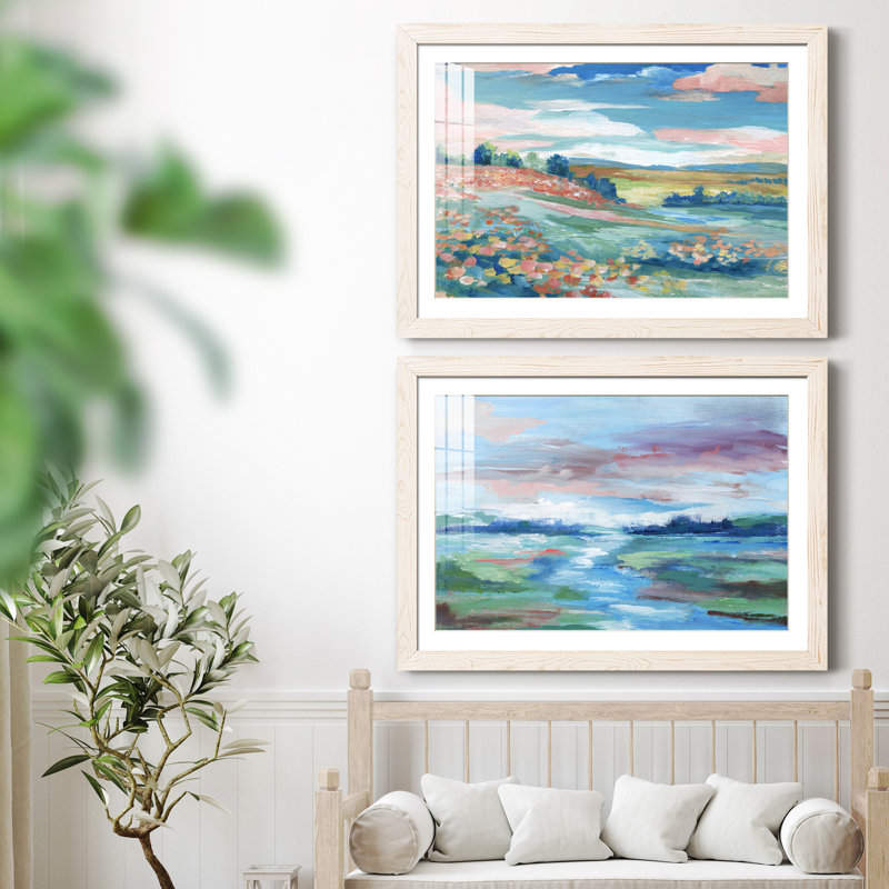Vue pastorale - Ensemble de 2 cadres photo, H 31,5 po x l 47 po x P 1,5 po, Papier encadré blanc