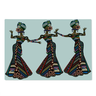 Ambesonne African Cutting Board Large Size Native Costumes Multicolor