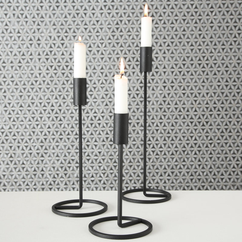 Ensemble de chandelles en métal 3 pièces, Noir