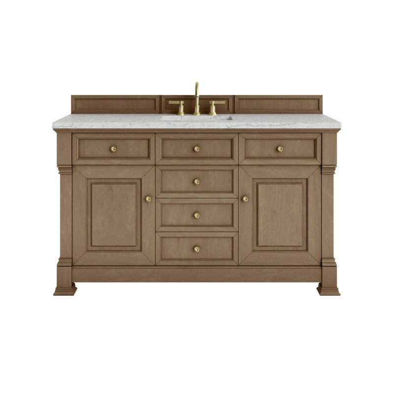 Brookfield Single Vanity, Widespread, Pecan, Eternal Jasmine Pearl