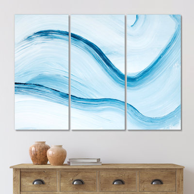 Art à l'encre liquide dans les tons de bleu clair III - impression d'art moderne sur toile