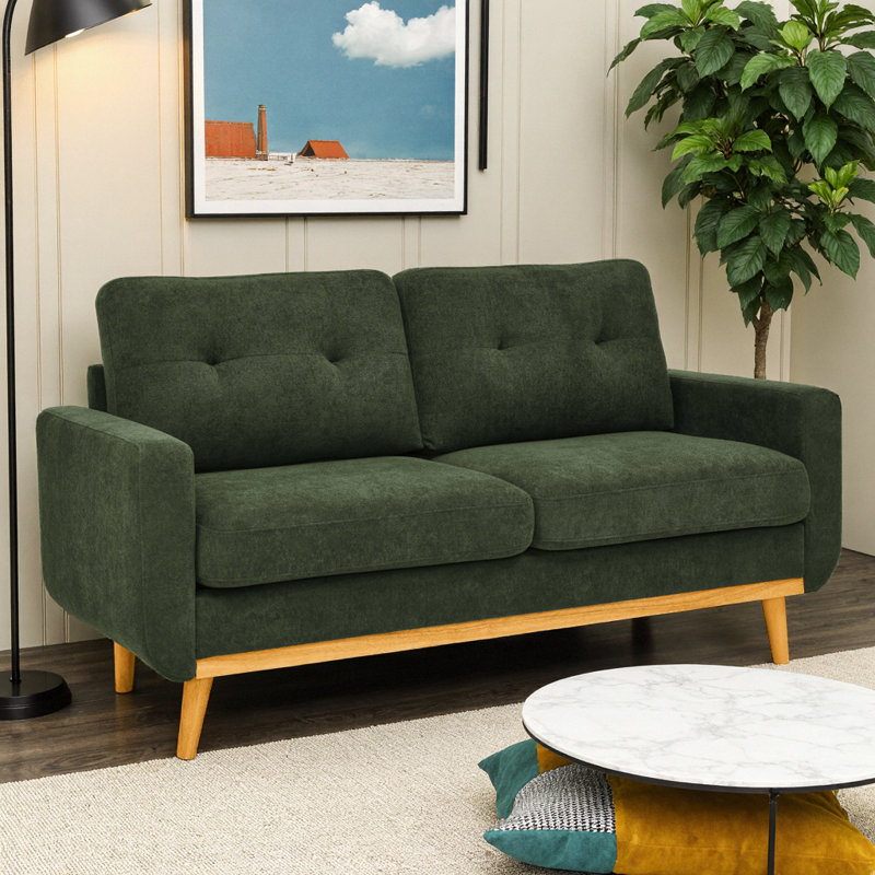 Causeuse capitonnée 67,7 po Mid-Century Modern, Green