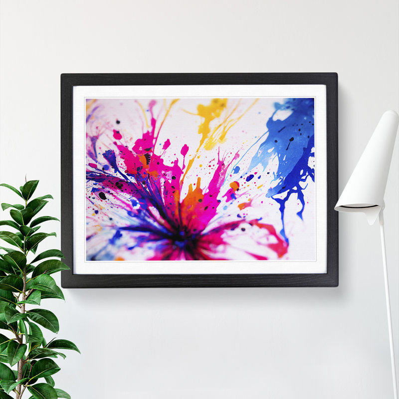 Flower Splash Vol.4 Abstract - Single Picture Frame Painting, Black, 46cm H x 64cm W x 2cm D