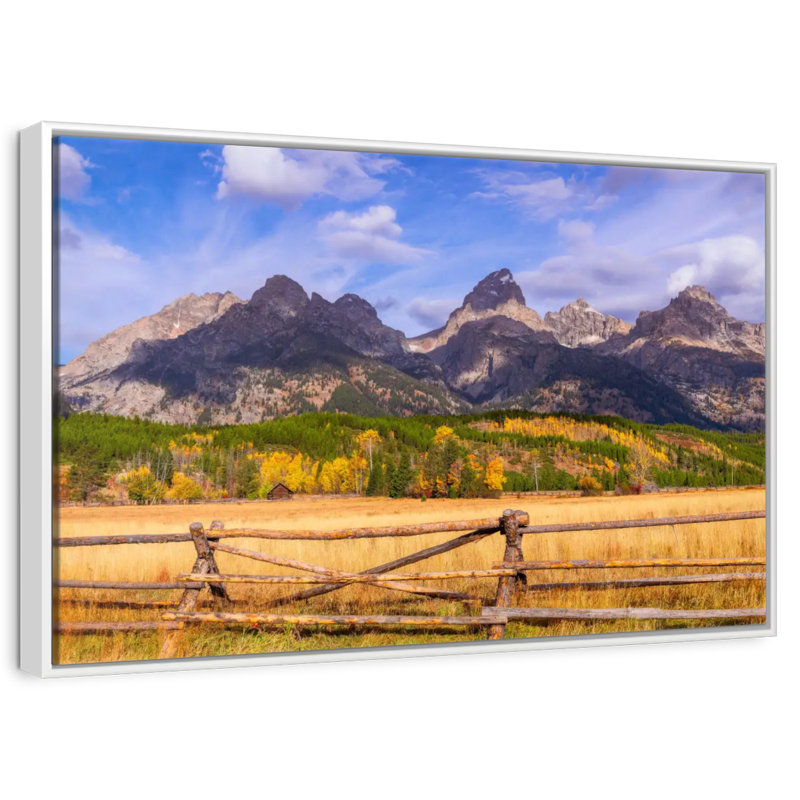 Paysage de Grand Teton, Cadre flottant blanc, 40 po x 27 po