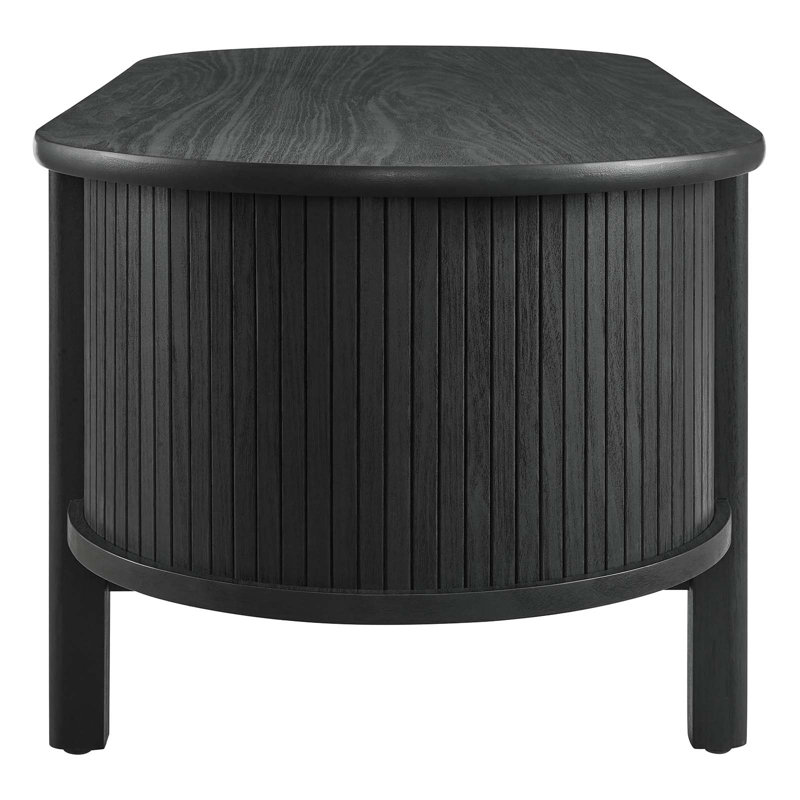 Cadence Black Oval Wood Coffee Table with Storage