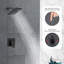 Ensemble de robinet de douche mural noir 8 pouces avec robinet mélangeur