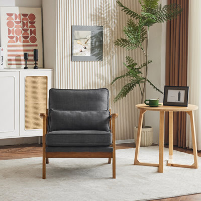 Chaise d'appoint rembourrée avec pieds en bois et un coussin Lemley