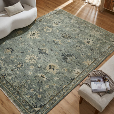 Tapis en laine noué à la main Hari Bluestone