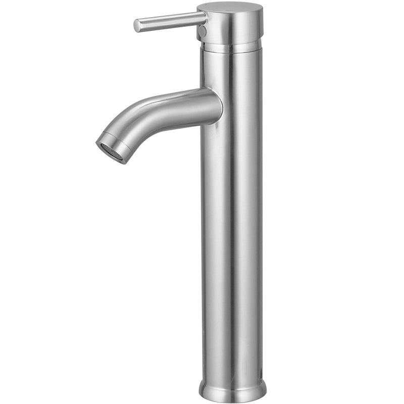 Single hole 1-handle WaterSense Low-arc Commercial/Residential Handle Bathroom Sink Faucet with Drain, Brushed Nickel, 7.48