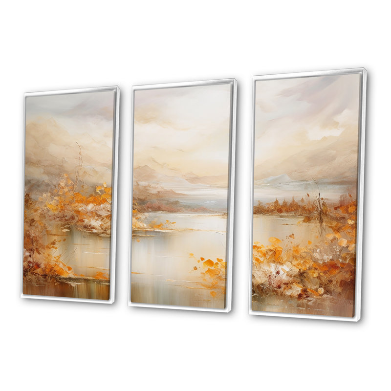 «Lakes Rivers Dreamscape Charm Art liquide - ensemble d'art mural rivière, Cadre flottant blanc, H 40 po x l 60 po x P 1 po