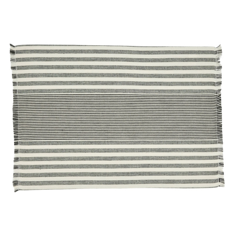 Gray and White Cotton Stripe Design Placemats Set of 4