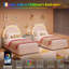 Structure de lit simple princesse avec 4 tiroirs de rangement et lumières DEL, revêtement en velours, tête de lit arc-en-ciel, lattes en bois massif, aucun sommier nécessaire-942512719