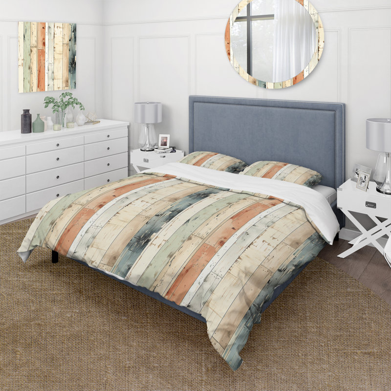 Rustic Planks Harmony Patchwork Duvet Cover, King Duvet Cover + 2 King Shams
