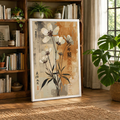 Moonlit Flowers Japandi - Wrapped Canvas