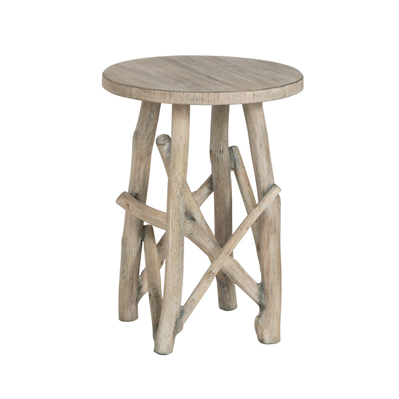 Round Brown Solid Wood Accent_End Table