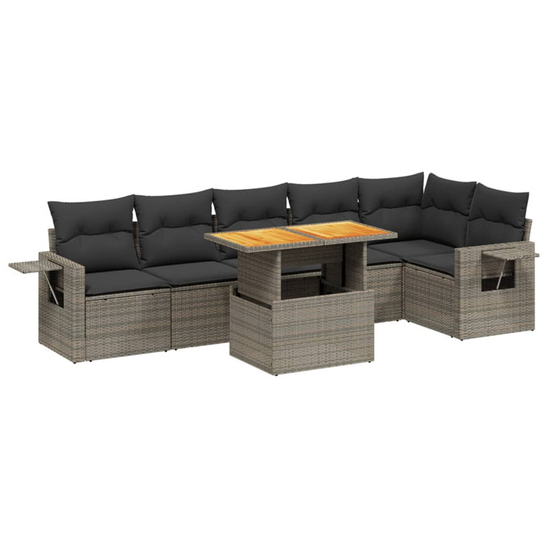 Vidaxl Garden Sofa Set PE Rattan Large Adjustable Feet