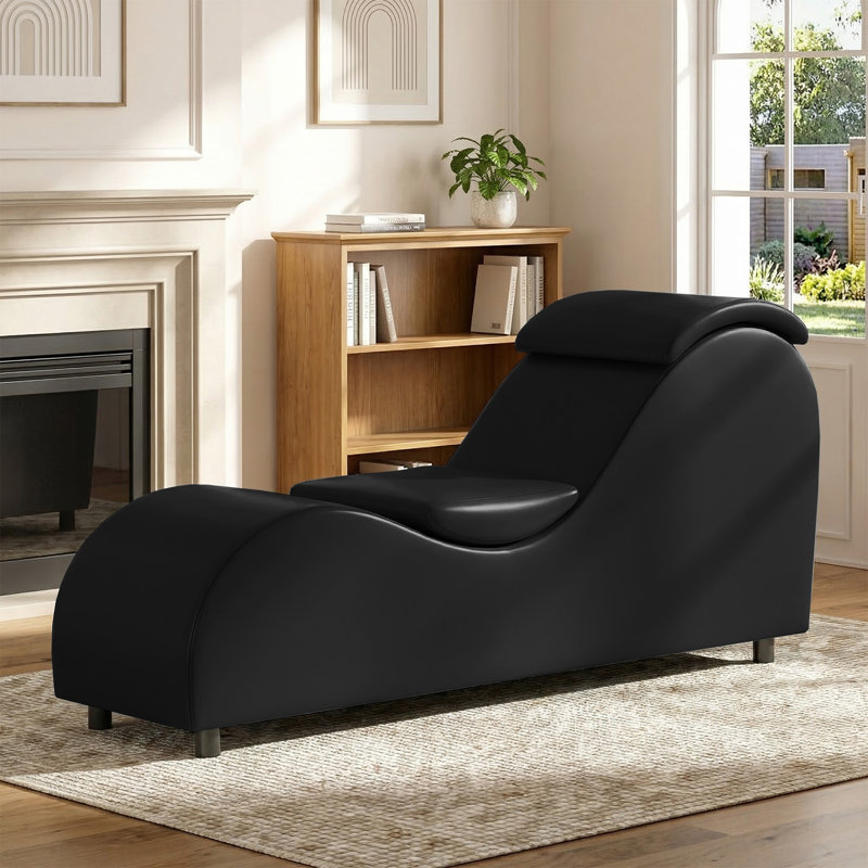 Upholstered Chaise Lounge, Black