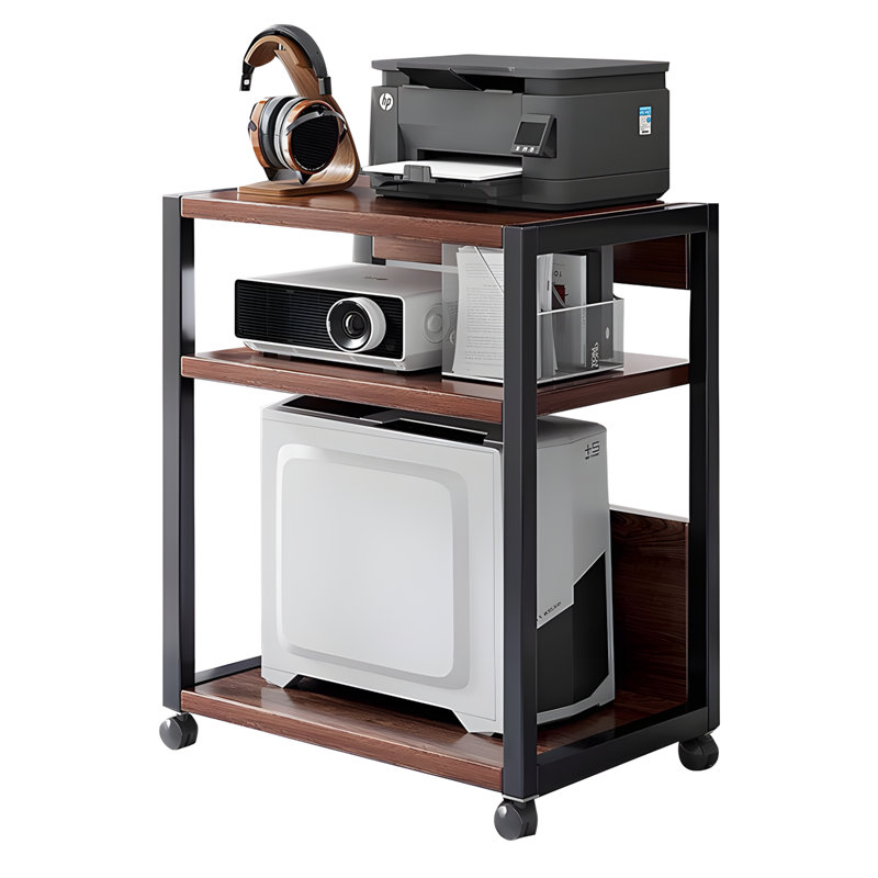 Organisateur de tablette de rangement réglable avec roulettes, support d'imprimante à plusieurs niveaux, support pour micro-ondes, cadre en métal robuste pour la cuisine de bureau à domicile