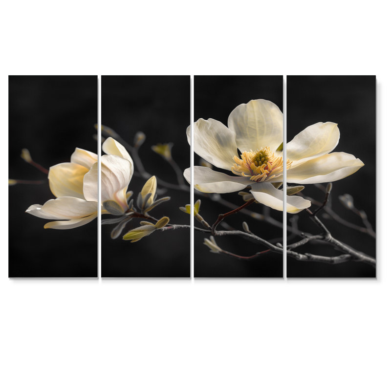 «Rodriguez - Magnolias», ensemble d'art sur toile, H 32 po x l 64 po